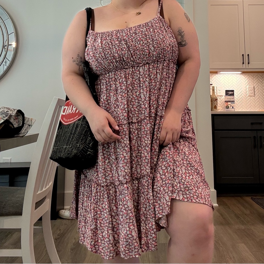 Lucky Brand Pink Floral Smocked Sundress
